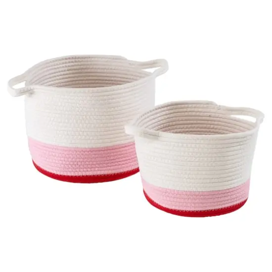 Honey Can Do Red & White Ombr&eacute; Nesting Cotton Rope Storage Basket Set {1}