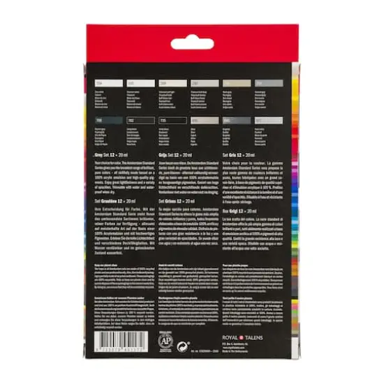 Amsterdam 12 Color Gray Acrylic Paint Set {5}