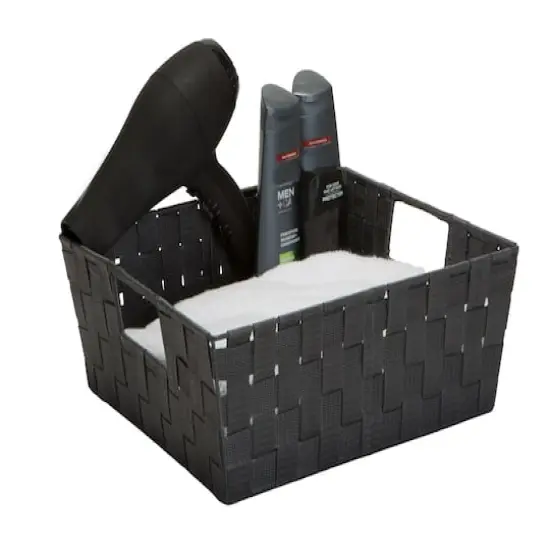 Simplify Large Woven Storage Shelf Bin Gray {3}