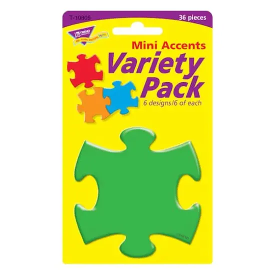 Trend Puzzle Pieces Mini Accents Variety Pack, 6 Packs of 36 {4}