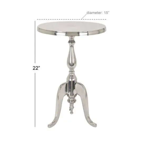 22'' Silver Aluminum Traditional Accent Table {4}