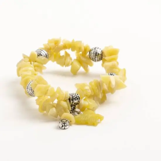 John Bead New Jade Green Natural Stone 2-Strand Bracelet with Butterfly Charm {4}