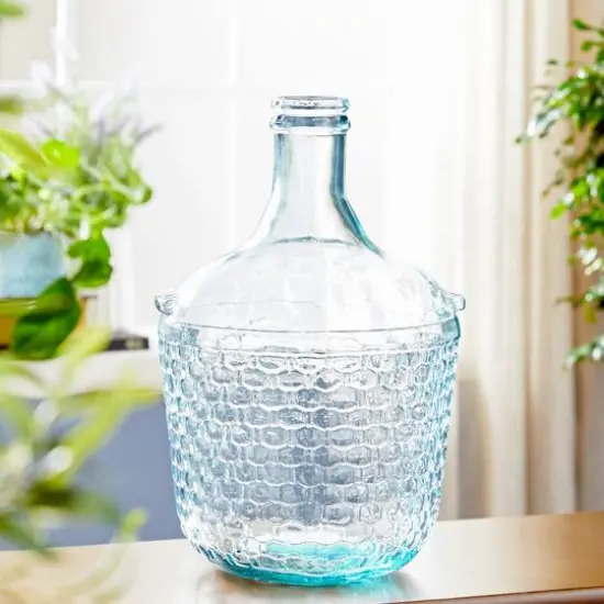 17" Blue Glass Farmhouse Vase {12}