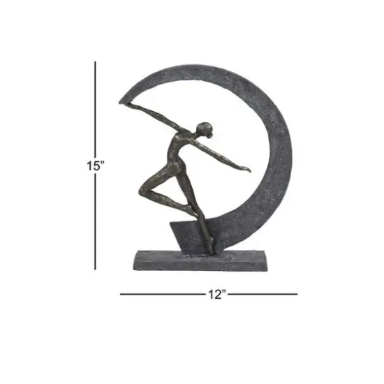 Grey Resin Modern Sculpture, Dancer 15" x 12" x 3" {10}