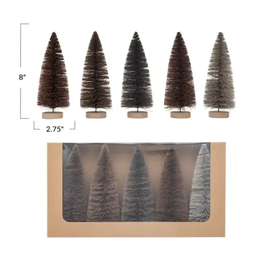 Hello Honey&reg; 8" Neutral Color Sisal Bottle Brush Tree with Wood Base Set {4}