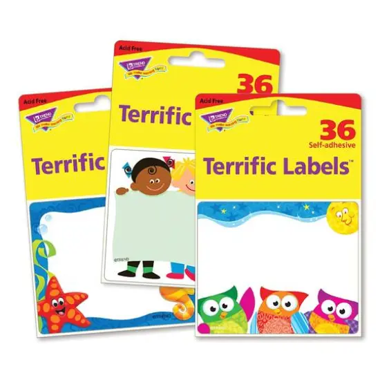 Trend Enterprises® Friendly Faces Terrific Labels™ Variety Pack, 3 Packs of 36 {3}