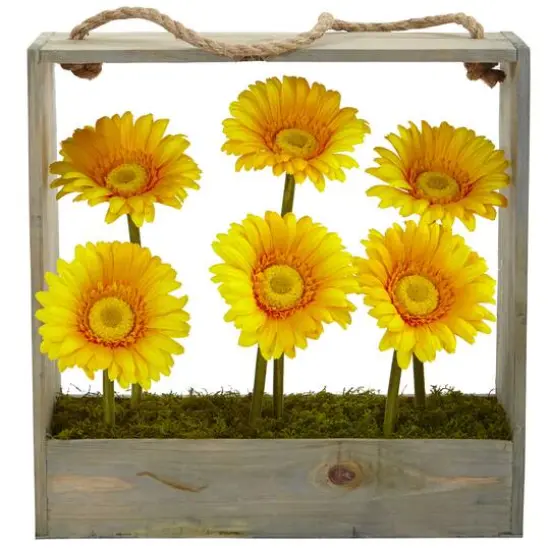 Gerbera Daisy Silk Garden in Wall Hanging Frame {3}