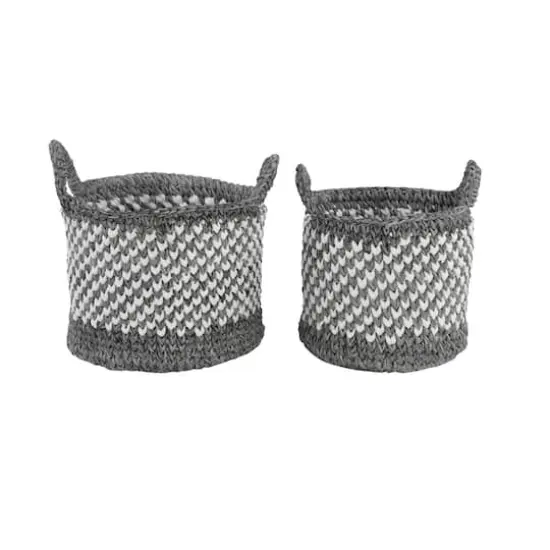 Gray Polyester Eclectic Storage Basket Set {4}