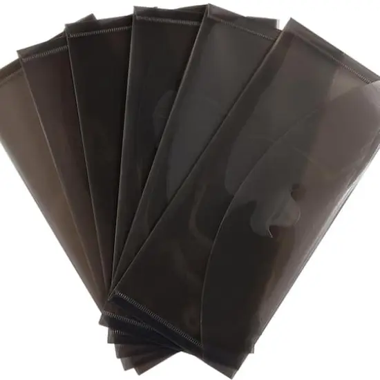JAM Paper 4.25" x 9.75" Flap and Tuck #10 Plastic Envelopes, 24ct. Smoke Gray {5}