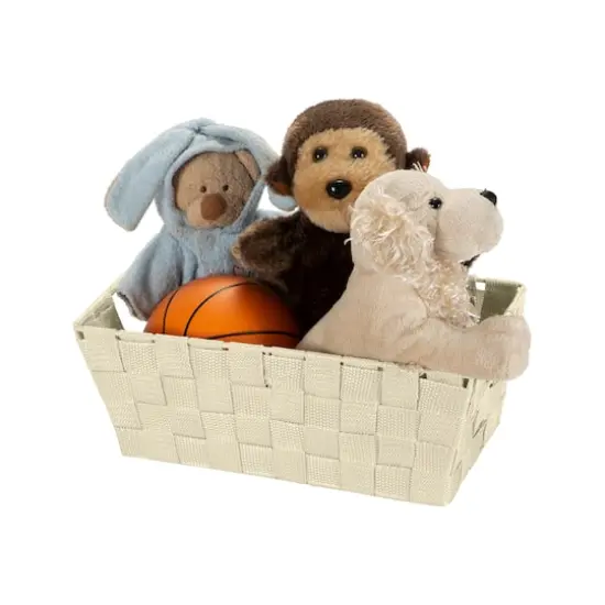 Simplify Small Woven Storage Shelf Bin Ivory {4}