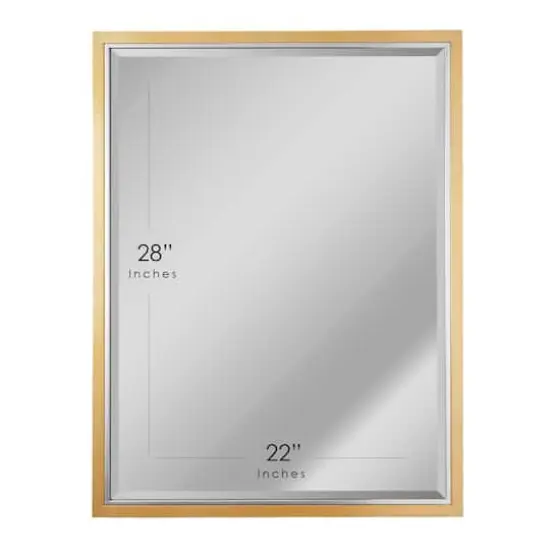 Brushed Brass/Chrome Metal Framed Beveled Edge Wall Mirror - 30" x 40" {6}