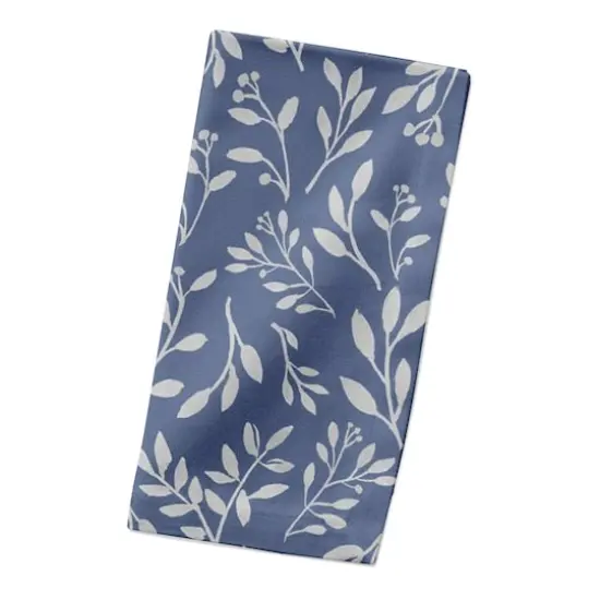 Delicate Floral Cotton Twill Napkin Navy {3}