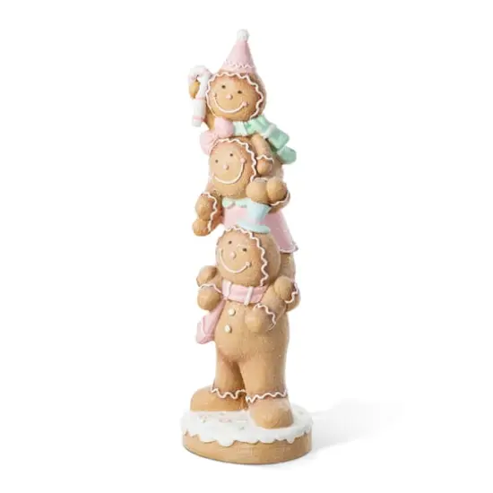 Glitzhome&reg; 29.25" Christmas Macaron Resin Stacked Gingerbread Man Porch Decor {7}