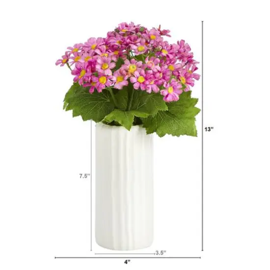 13'' Pink Daisy Plant in White Planter {3}