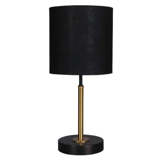 15.5" Gold & Black Metal Table Lamp with Black Fabric Shade by Ashland&reg; {1}