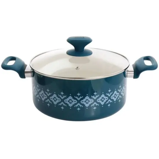 Spice by Tia Mowry Savory Saffron Teal7 Piece Ceramic Nonstick Aluminum Cookware Set with Nylon Utensils {8}