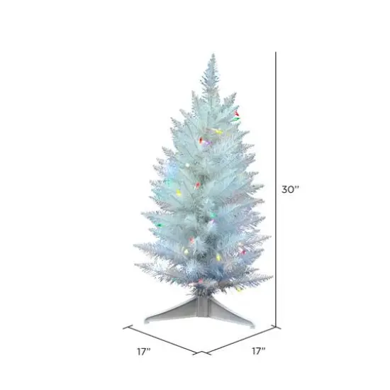 2.5ft. Pre-Lit Sparkle White Spruce Artificial Christmas Tree, Multicolor LED Lights {5}