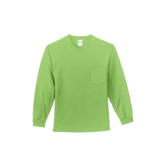 Port & Company&reg; Tall Long Sleeve Essential Pocket T-Shirt Lime {1}