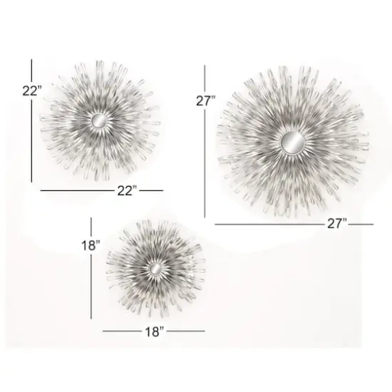 Silver Metal Modern Wall D&eacute;cor Set, 18", 22" & 27" {5}