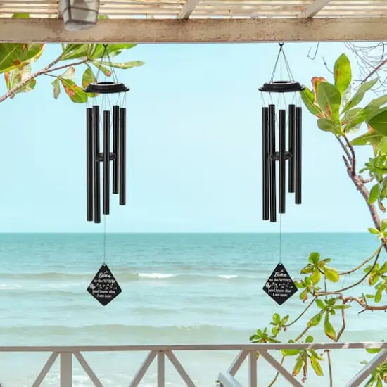 Glitzhome&reg; 38" Matte Black Metal Black Windchime {3}