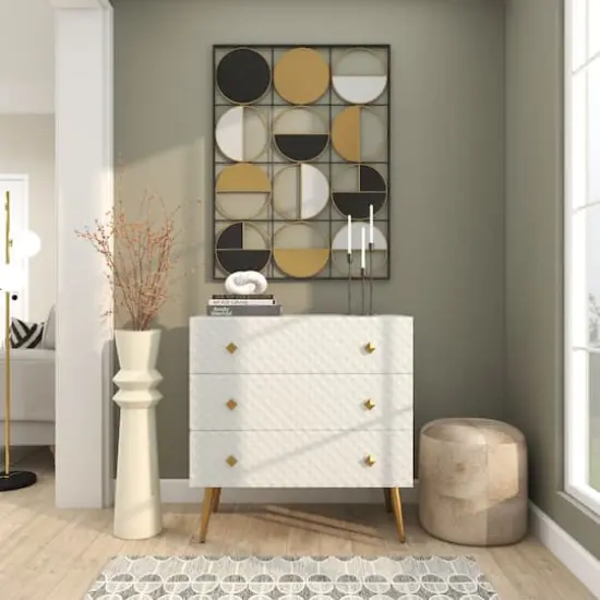 2.5ft. Cream Metal Tall Art Deco Fluted Floor Vase {17}