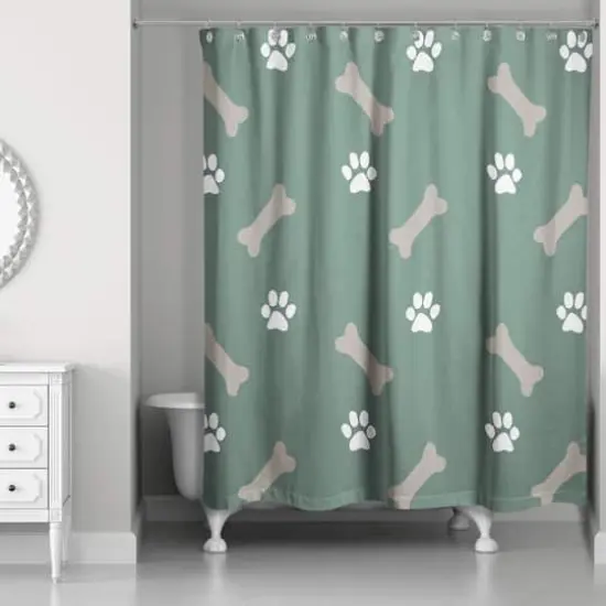 Bones & Paws Shower Curtain Sage {1}