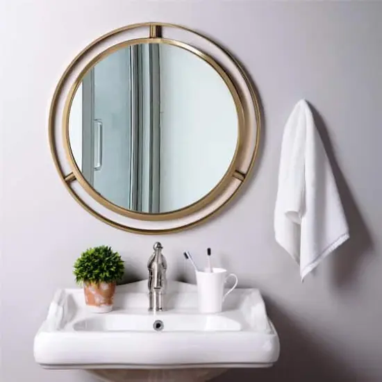Glitzhome&reg; 24" Deluxe Round Gold Mirror {4}