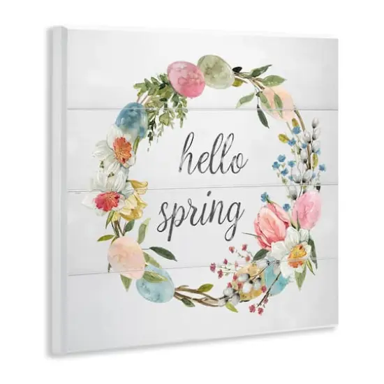 Stupell Industries Hello Spring Floral Egg Wreath Wall Plaque Art {4}