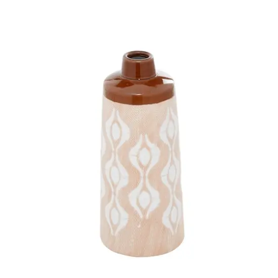 Tan Porcelain Traditional Vase 12" x 5" x 5" {3}