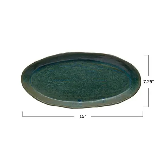 Hello Honey&reg; Matte Green Reactive Glaze Stoneware Plate Set {3}