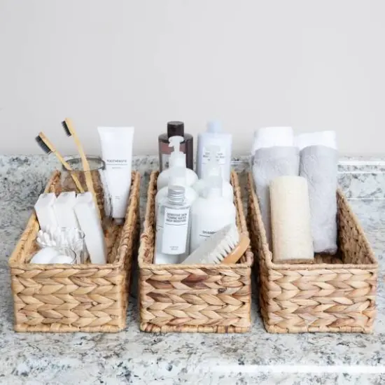 Household Essentials Water Hyacinth Rectangular Storage Basket {4}