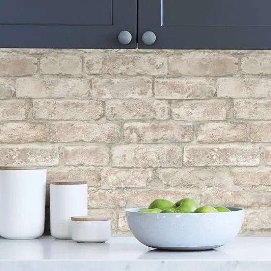 InHome White Washed Denver Brick Peel & Stick Wallpaper {6}