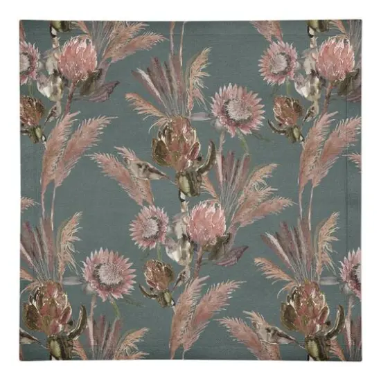 Protea Blooms Cotton Twill Napkin Emerald {1}