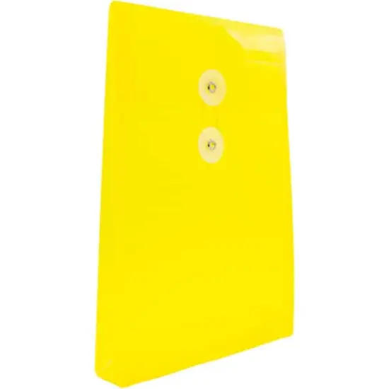 JAM Paper 6.25" x 9.25" Button & String Tie Closure Plastic Envelopes, 12ct. Yellow {4}