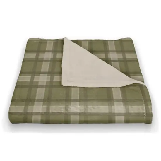 Green Multi Plaid Coral Fleece Blanket {3}