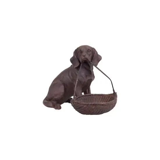 Hello Honey&reg; Resin Sitting Dog Holding Basket {1}