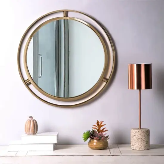 Glitzhome&reg; 24" Deluxe Round Gold Mirror {3}