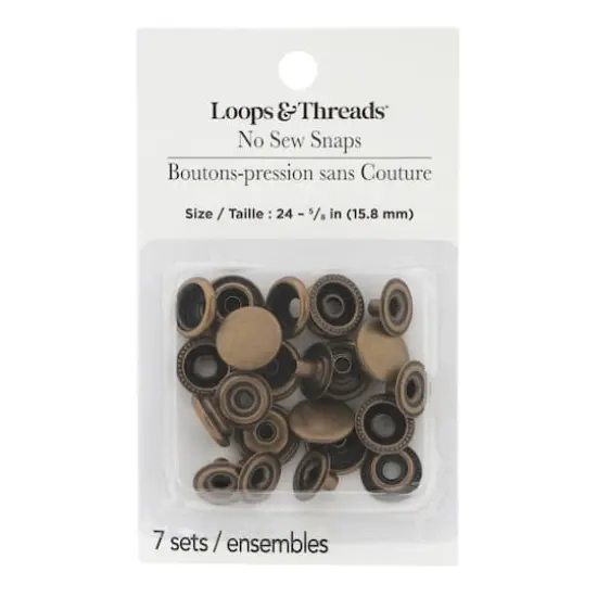 5/8" Antique Brass No Sew Snaps, 7ct. by Loops & Threads&reg; {3}