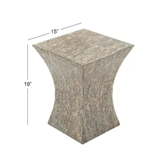 19'' Mussel Shells and Wood Contemporary Accent Table {7}