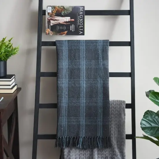 Hello Honey&reg; Plaid Recycled Cotton Blend Throw Blanket with Fringe Gray {3}