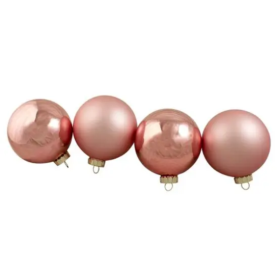 4ct. Pink 2-Finish Glass Ball Ornaments {1}