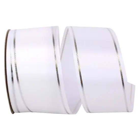Reliant 1.875" x 50yd. Bi-Stripe Ribbon White/Silver {1}