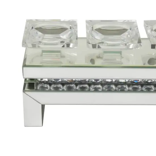 Set of 3 Silver MDF Glam Candle Holder, 7" x 20" x 4" {4}