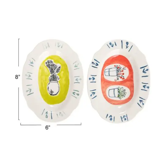 Hello Honey&reg; 8" Flower Styles Stoneware Platter Set {4}