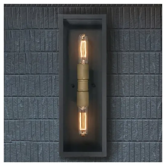 Hello Honey&reg; Lloyd Matte Black Modern Minimalist Metal & Glass Wall Mounted Outdoor Light {4}