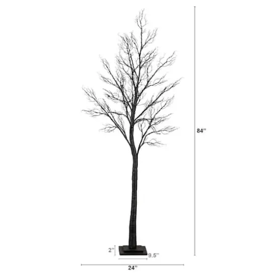 7ft. Pre-Lit Halloween Minimalist Twig Artificial Fall Tree with 400 Orange & Purple LED Lights {3}