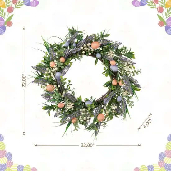 Glitzhome&reg; 22" Easter Eggs & Lavender Wreath {9}