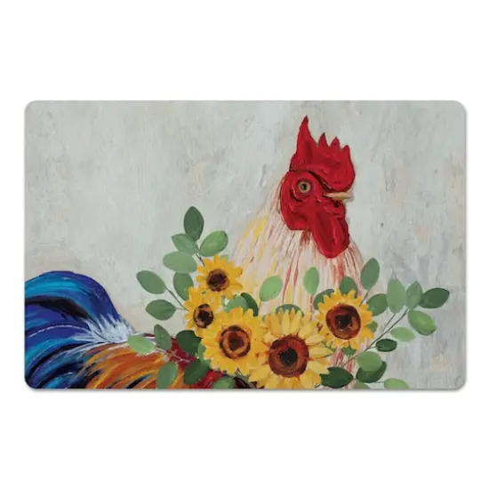 18" x 27" Rooster with Sunflowers Floor Mat {1}