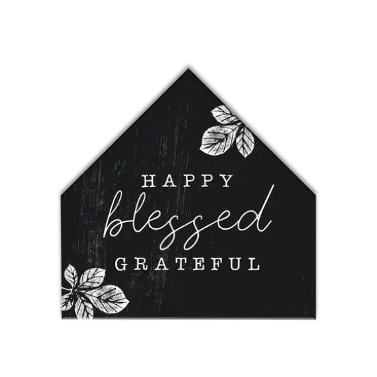 Happy Blessed Grateful House Shaped Hanging Canvas {1}