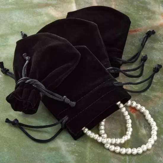 4" Black Velvet Jewelry Bag by Bead Landing&trade;, 8ct. {3}